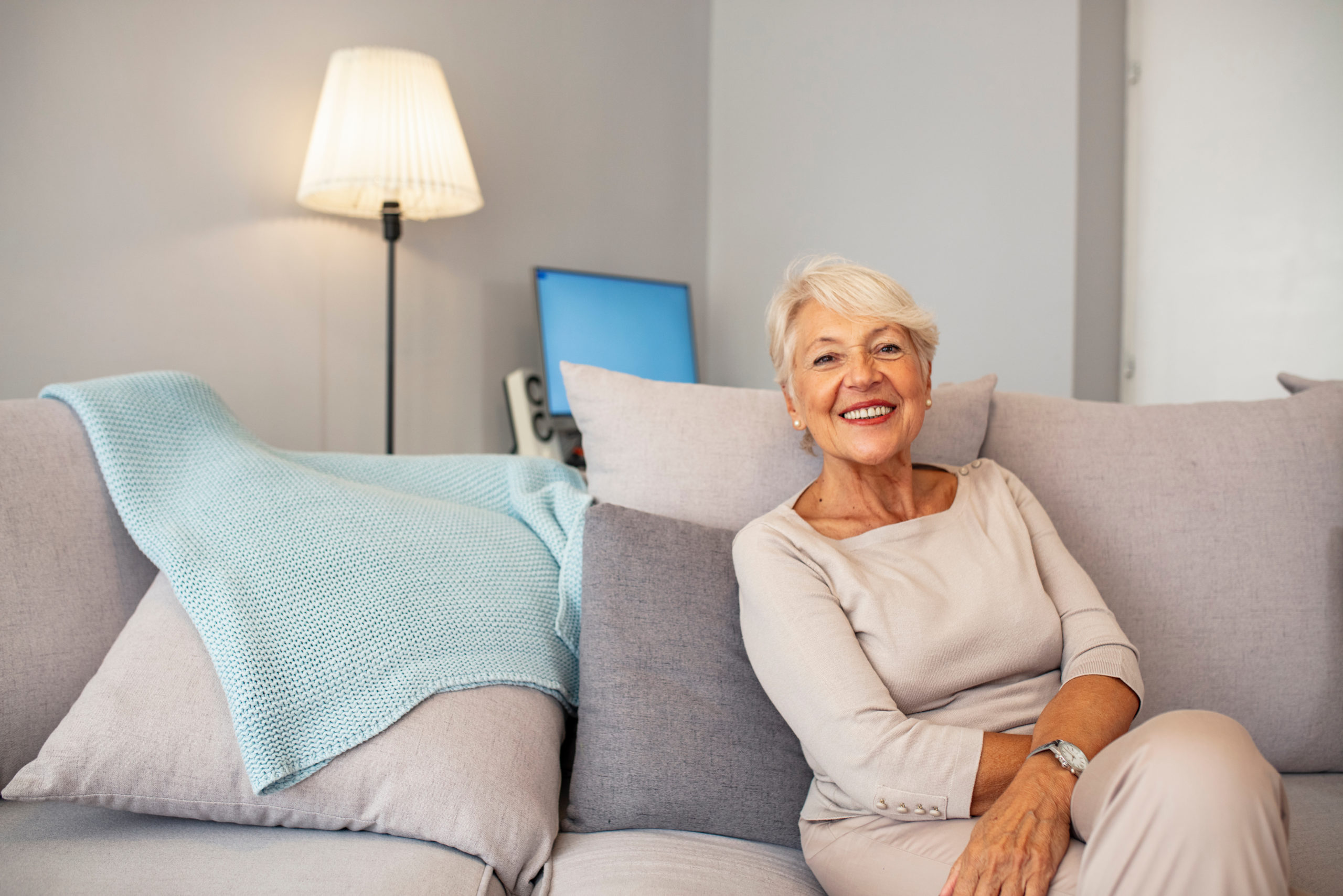 Portrait of beautiful senior woman with white hair. Portrait of